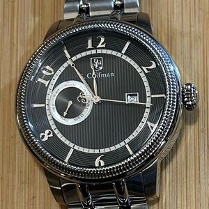 S Coifman Watch With 45mm Black Face & Silver Bracelet